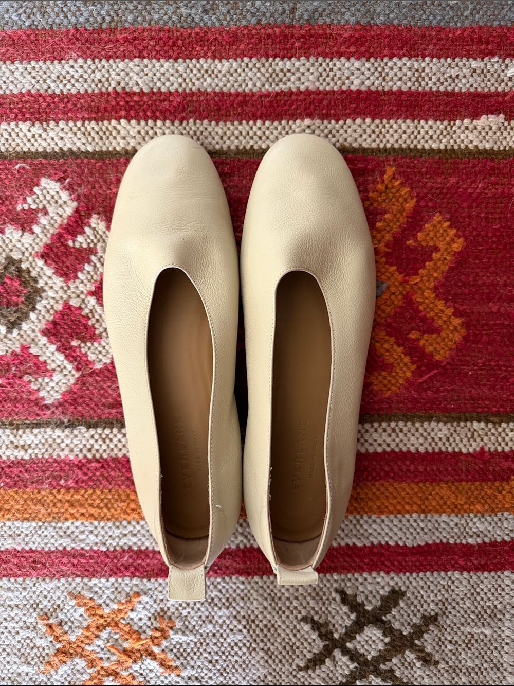 Everlane Cream Leather Ballet Flats